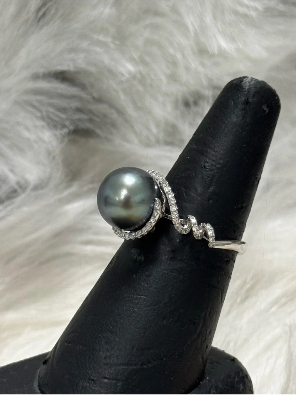 EFFY 14K White Gold Tahitian Pearl Diamond Ring